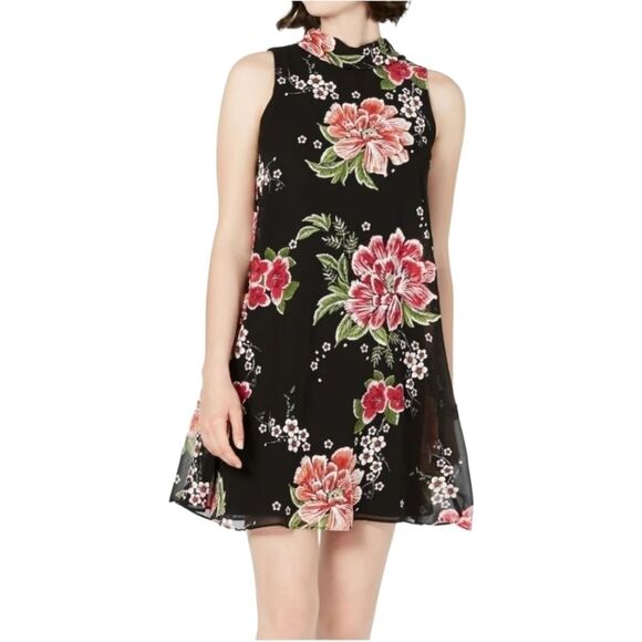 Robbie Bee Women's Floral Overlay Open back Dress Black Size 18 - Picture 1 of 9